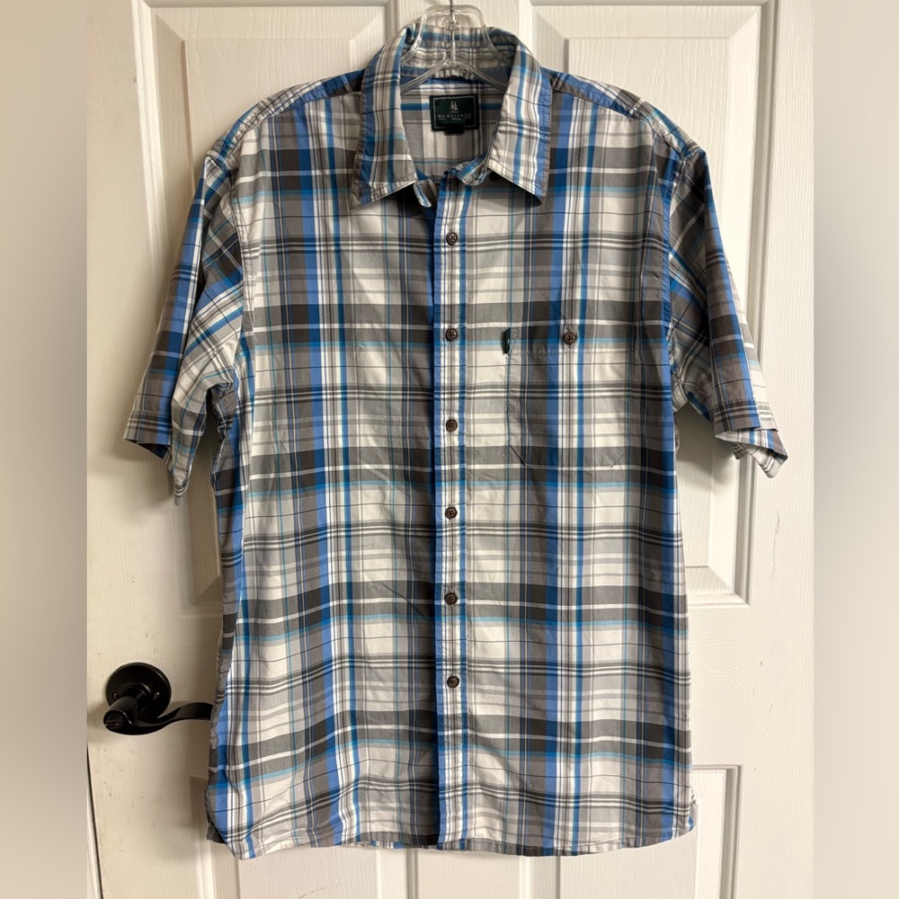 ❤️ G.H. Bass & Co. Blue and Gray Plaid Button-Down Shirt Men’s Medium